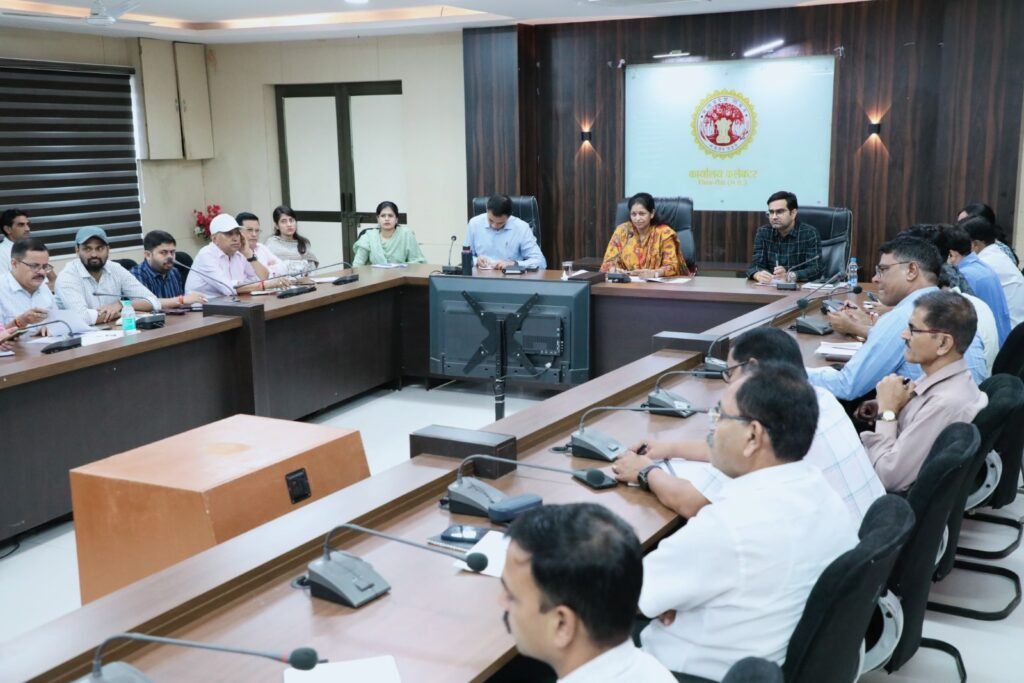 Review meeting in the Mohan Auditorium of the Rewa Collectorate