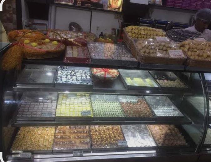 Sweets on sale during the festival season in Singrauli